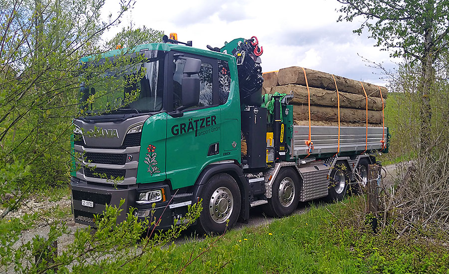 4-Achs-Kranwagen mit Kipper Grätzer Transport
